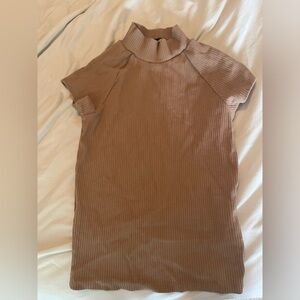 Soft Brown Turtleneck Shirt (Tan/Brown)